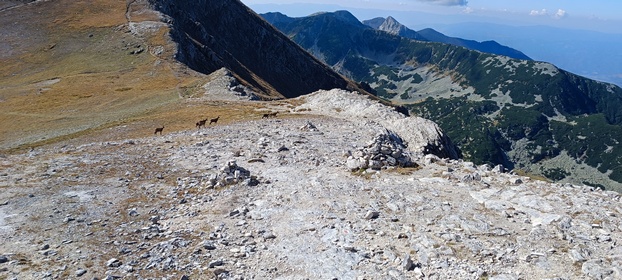 grimpant la cime Vihren et la cime Kutelo